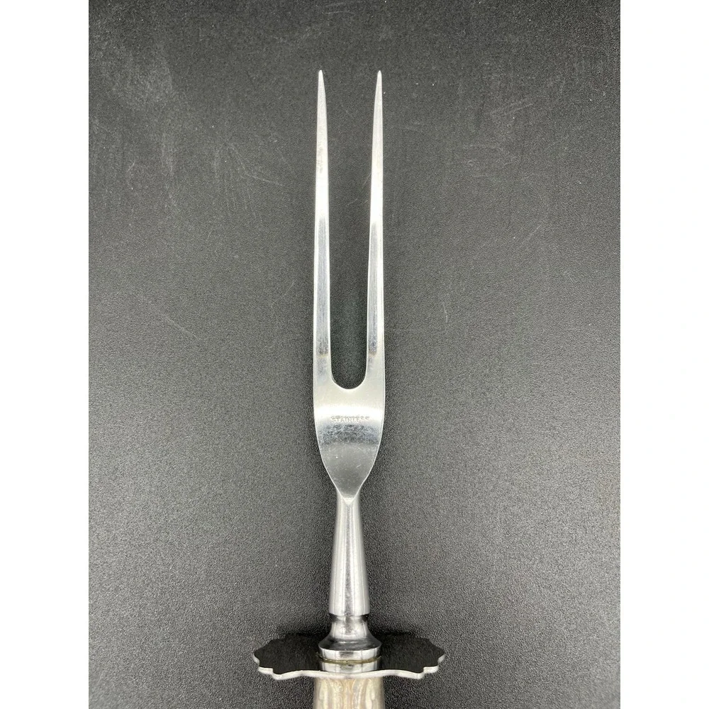 Vintage Silver Plated Meat Carving Fork Scroll Pattern